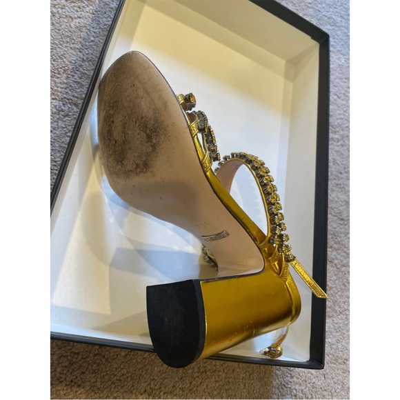 Gucci embellished gold heels - Picture 4 of 7